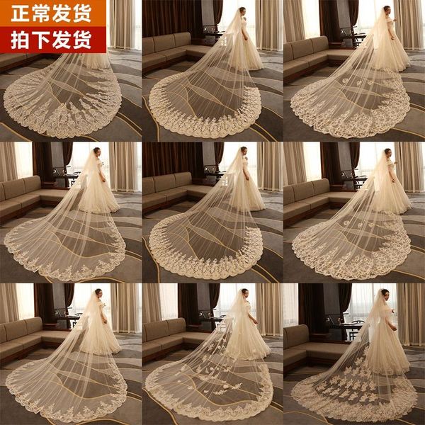 

bridal veils lace veil high trim dresses with comb, Black