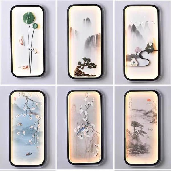 

wall lamp chinese style living room zen personality study bedroom bedside mural