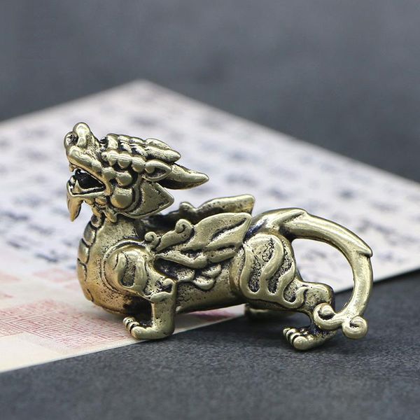 

decorative objects & figurines vintage bronze feng shui ornaments copper chinese mythical animals lucky qi lin home office desk decorations