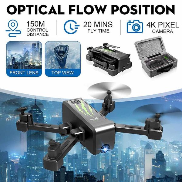 

h5 4k positioning folding rc drone 4-axis hd wide camera drone dual quadcopter gimbal real-time transmission helicopter toys