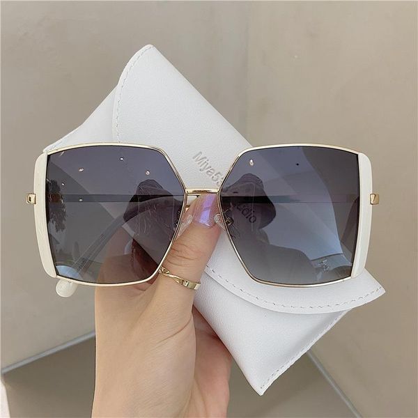 

sunglasses big box square 2021 korean tide face shade retro ladies street, White;black