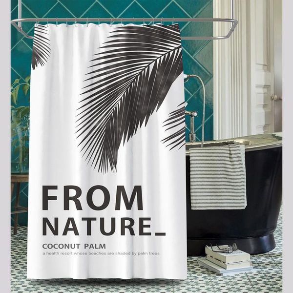 

shower curtains tropical black plantain plant leaf palm curtain bathroom fabric waterproof polyester with hook