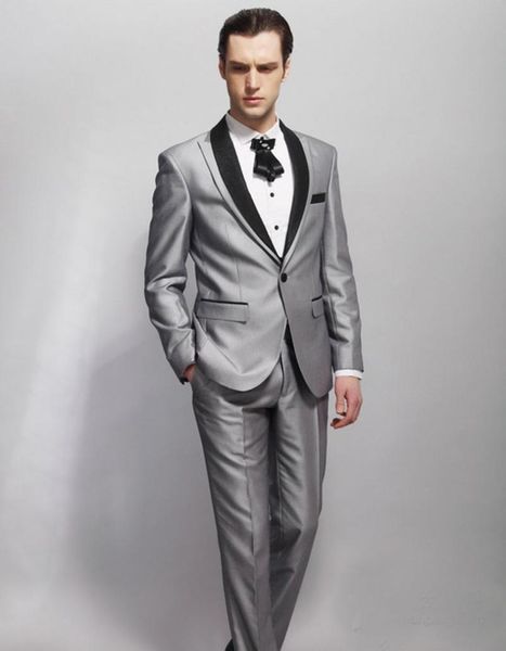 

light gray slim men's wedding suits 2 piece suit groomsman tuxedo formal uniform business prom custom made a0160 & blazers, White;black