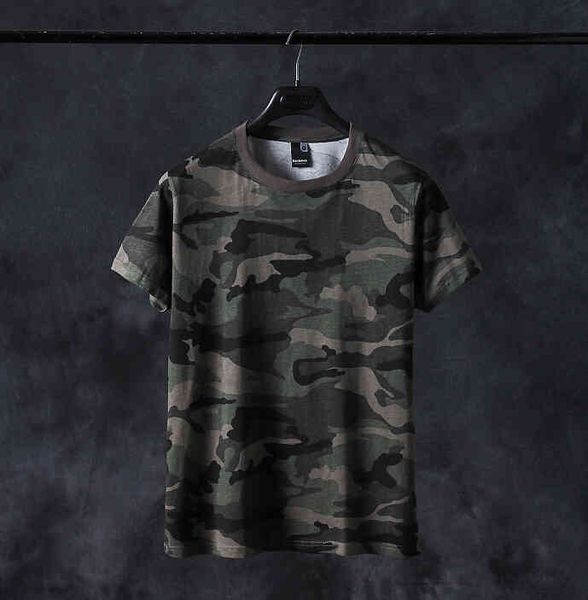 

men's t-shirts big men's cotton round collar male camouflage short sleeve thin t-shirts with loose print, White;black