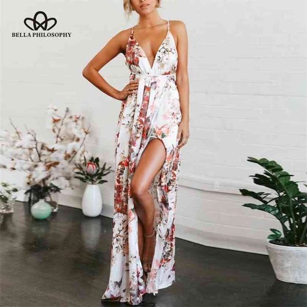 

spring women floor length dress loose spaghetti strap fashion halter printed long party 210519, Black;gray