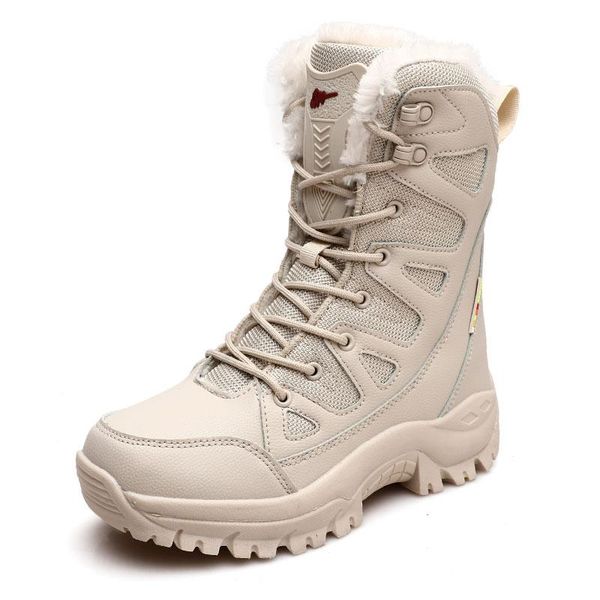 

boots winter leather women plush warm couple snow comfortable ankle outdoor waterproof sneakers, Black
