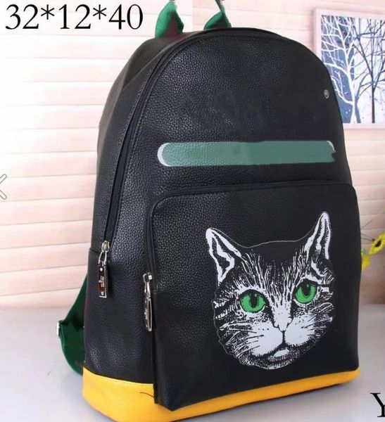 

leather large capacity men's backpack female cat