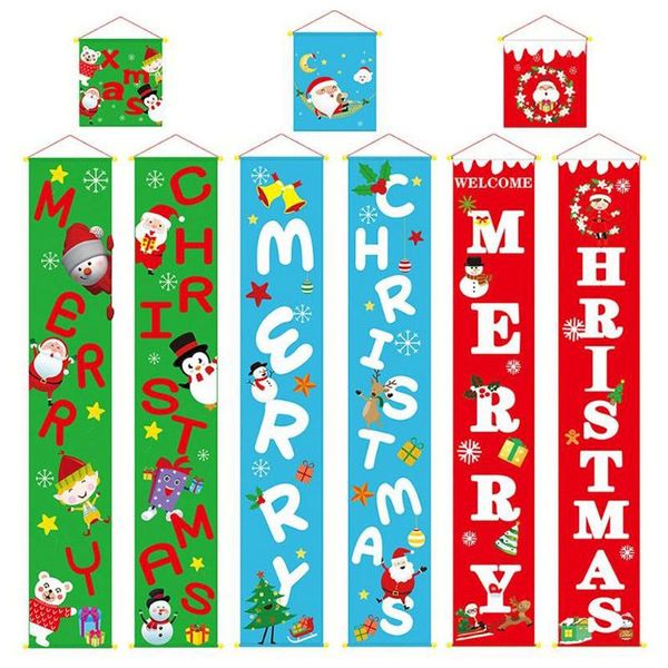 

christmas decorations 3pcs merry banner couplet door curtain cloth welcome flag hanging ornament j8