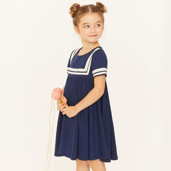 

girl's dresses summer girls cute dress solid color white striped children clothes short sleeve cotton soft pleated for 2-7 years toddle, Red;yellow