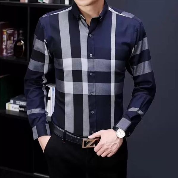 

designer mens dress shirt casual slim silk t-shirt long sleeve casual business clothing plaid men asian szie xxl xxxl5lfk, White;black