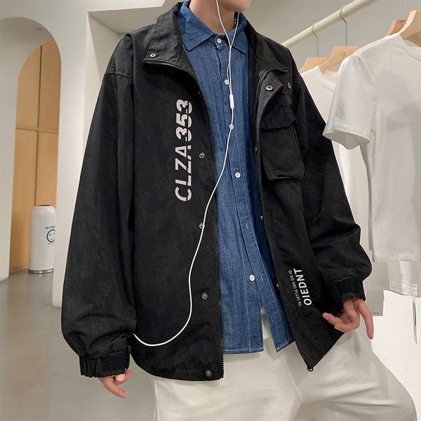 

spring and autumn camouflage work coat men's fashion brand is very immortal ruffian handsome ins high street hip hop trend loose et, Black;brown