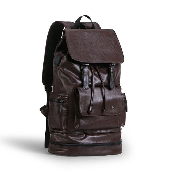 

men's bag 2020 new men's outdoor travel soft leather fashion trend backpack shoes