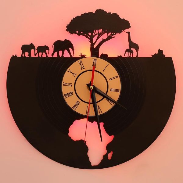 

wall clocks 1pc record clock hanging creative decorative light (black)