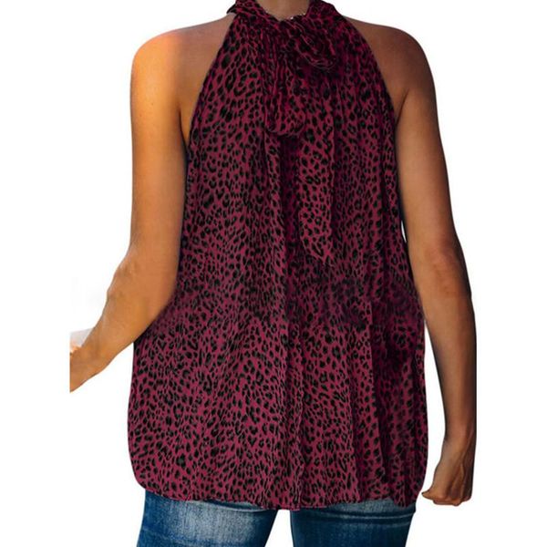 

women's blouses & shirts women sleeveless cami shirt vest halter neck leopard summer female tank ladies womens and camiseta, White