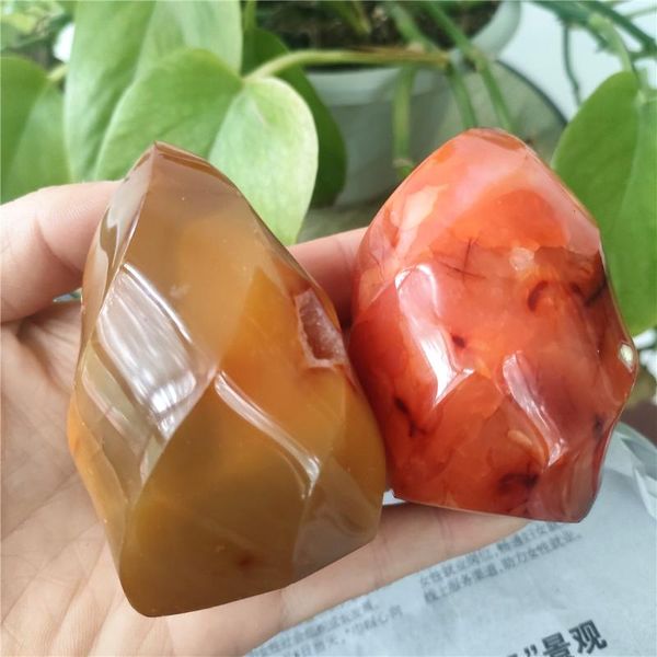 

decorative objects & figurines 2pcs natural agate stones and crystals carving crystal torch red yellow healing gifts