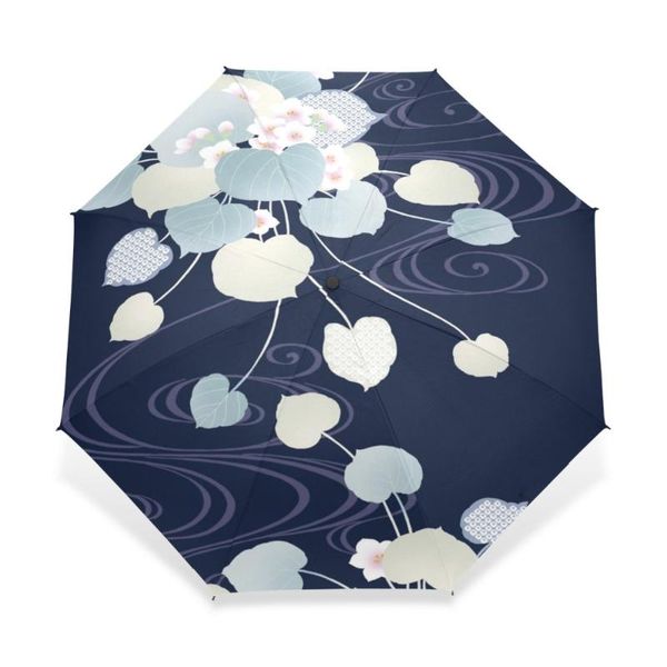 

umbrellas national style early spring flowers pattern women rain sun umbrella 3 folding 8 rib sunshade wind resistant frame lady