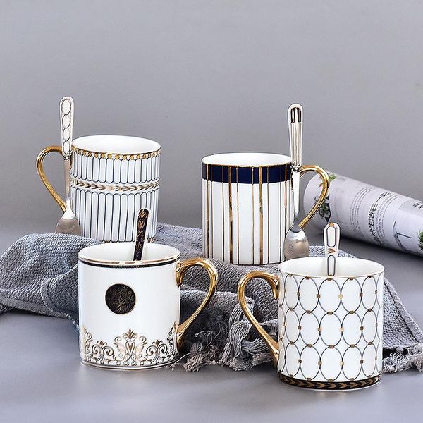 

mugs nordic simple bone china mug coffee cup ceramic large capacity water european milk with spoon