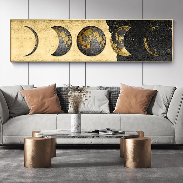 Современная минималистская золотая луна украшения картины настенные фотографии для гостиной холст печать больших размеров