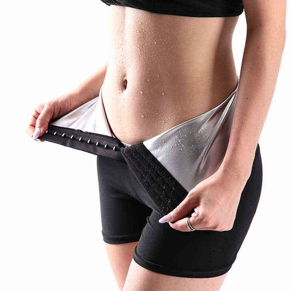Sweat Sauna Hosen Body Shaper Shorts Gewichtsverlust Abnehmen Shapewear Frauen Taille Trainer Bauch Hot Thermo Sweat Leggings Fitness Y220311