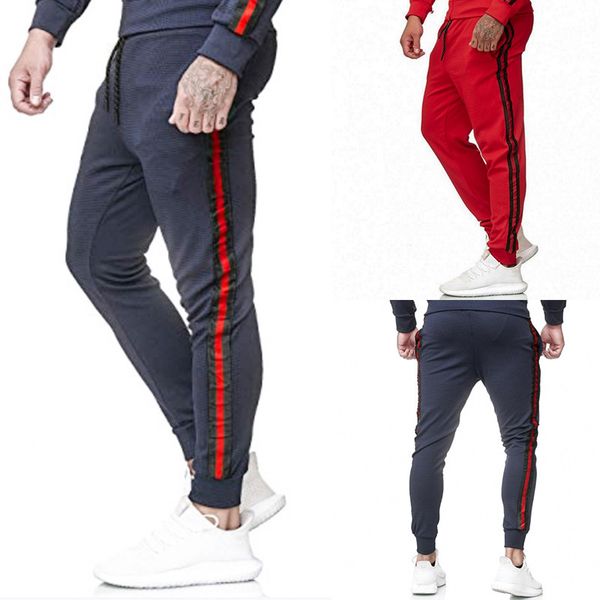 

fashion boutique pants men's youth casual splicing striped in autumn and winter of 2021, Black