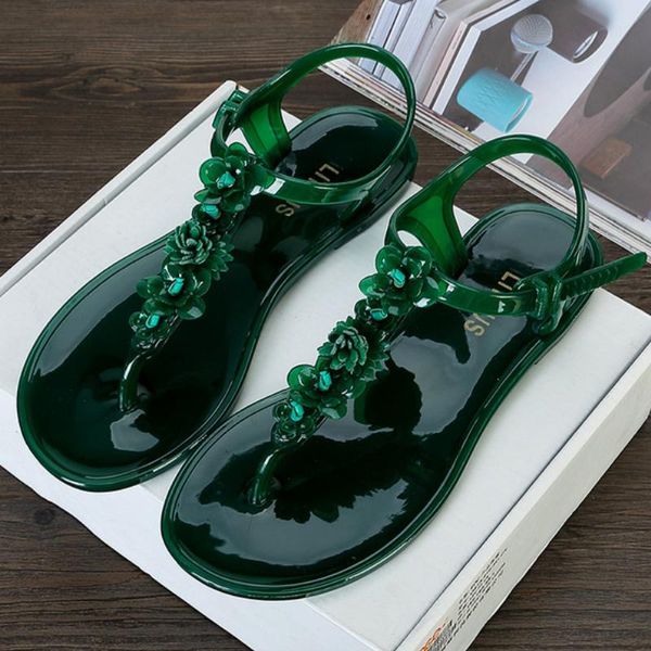 

sandals fashion woman flip flops summer shoes comfortable beach beaded flat women jelly ladies size 35-40, Black