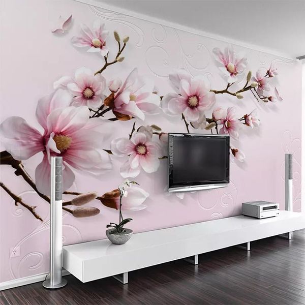 

wallpapers dropship custom any size murals wallpaper modern 3d embossed flowers pink lily po wall painting tv sofa bedroom paper
