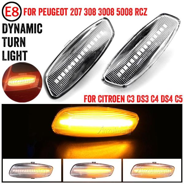 

2pcs dynamic led side marker lights turn signal light blinker for c3 c4 c5 ds3 ds4 207 308 3008 5008 rcz emergency