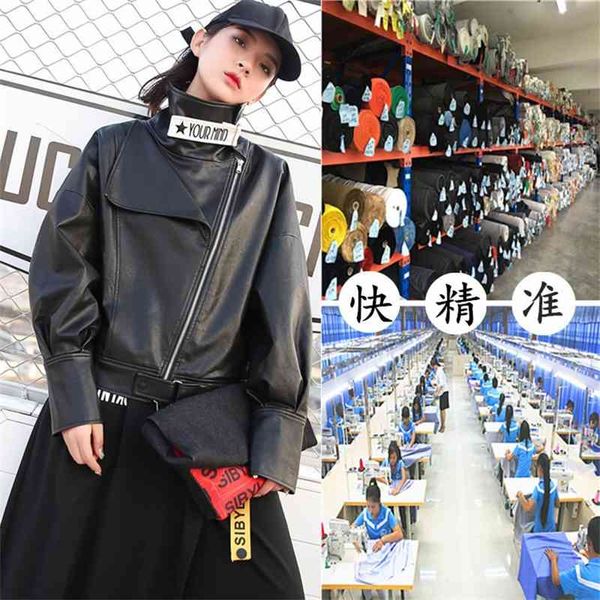 

taowu women's up leather jacket / pu, Black