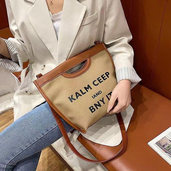 

cross body fashion simple large capacity ladies handbag canvas bag casual letter pattern shoulder japanese trendy women's tote