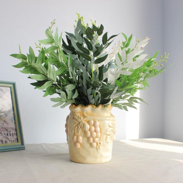 

decorative flowers & wreaths artificial willow bouquet fake leaves for home christmas wedding decoration jugle party vine faux foliage plant