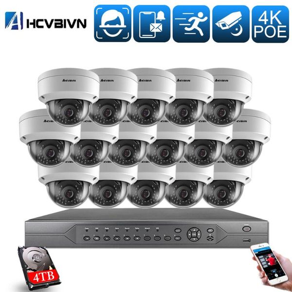 

h.265+16ch 4k 5mp 8ch poe cctv system nvr kit waterproof ai smart infared security camera video surveillance set onvif wireless kits