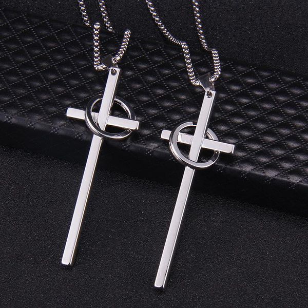 

pendant necklaces cross necklace cool street style for men women unusual chain on the neck chains punk jewelry, Silver