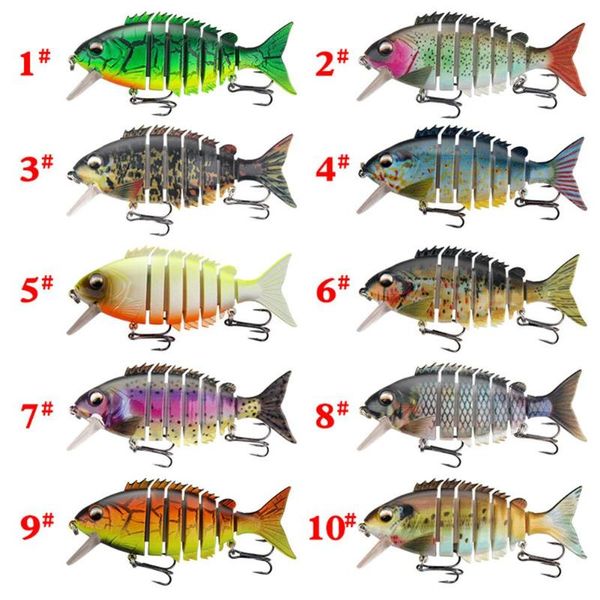 

fishing hooks lure bait ten-color colorful long-distance submerged multi-segment simulation fish 10cm/22.2g sea