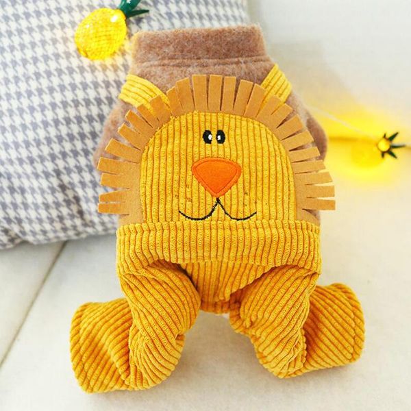 

dog apparel pet winter clothes cotton coat cute lion jumpsuit for dogs thick warm costume small teddy bear clothing
