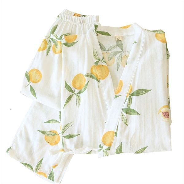 

japanese style kimono pajamas women sleepwear autumn winter gauze cotton three wuarter sleeve all seasons cute thin loose homewear, Black;red