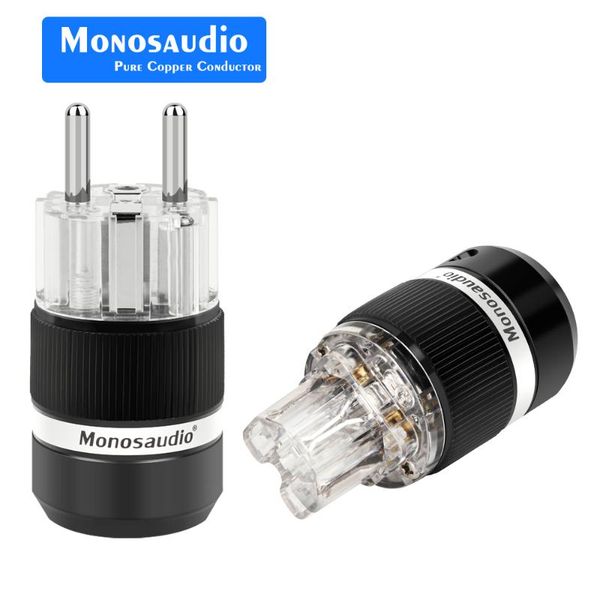 

smart power plugs monosaudio e101r/f101r hifi audio eu version 24k gold plated plug iec connector for cable hi-end schuko
