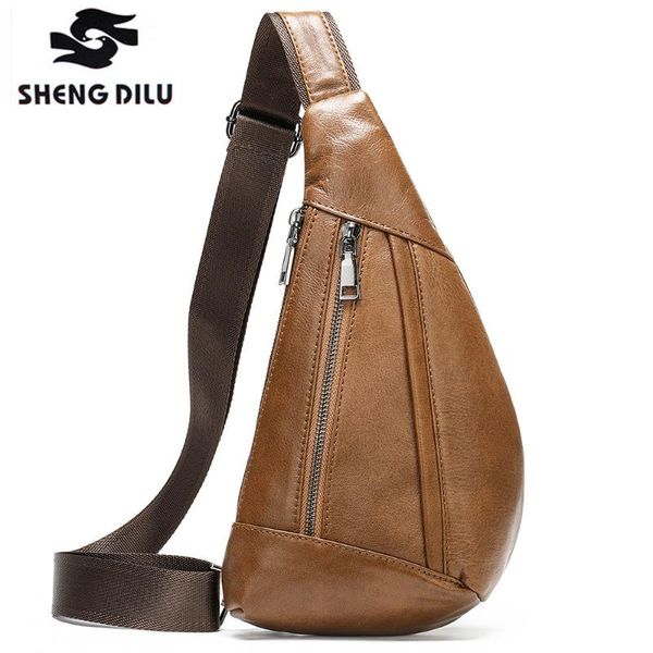 

stylish men genuine leather crossbody bags cowhide casual riding sling shoulder messenger bag chest day back pack waist