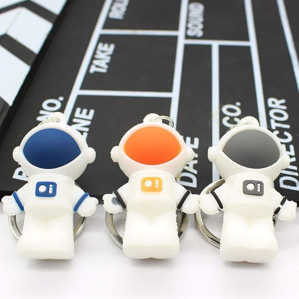 

2021 fashion keychain creative cartoon astronaut keychain pvc soft plastic 3d space man bag pendant gifts, Silver