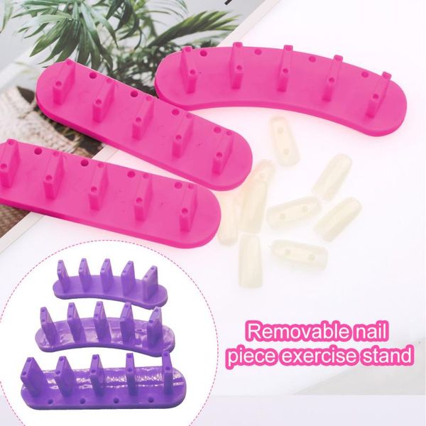 

false nails 3pcs home display show nail training frame with 10 tips holder manicure salon practice stand diy tool work table, Red;gold