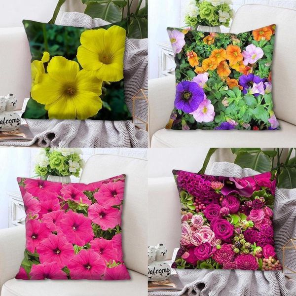 

pillow case bright red flower cushion cover home fashion decoration throw super soft short plush