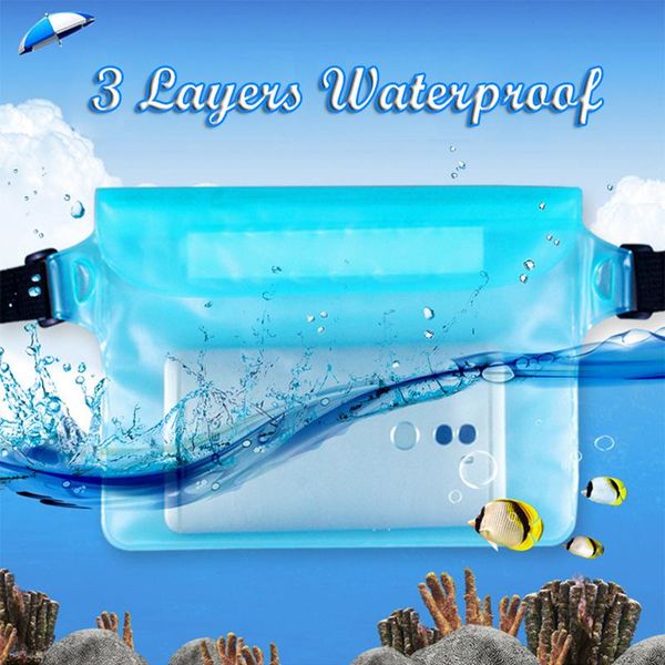 

storage bags 3 layers waterproof sealing drift diving swimming waist bag skiing snowboard underwater dry shoulder for phone