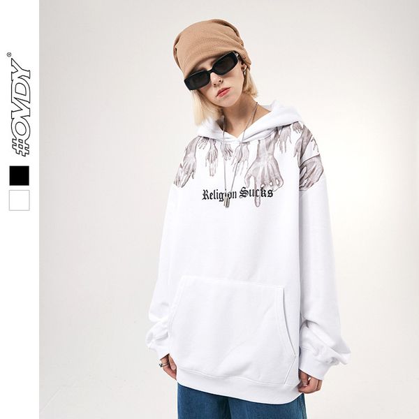 

wxwovdy street fashion brand bf couple's hoodie loose hooded sweater, Black