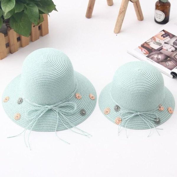 

stingy brim hats seioum parent-child summer hat for women straw beach baby sun travel bucket panama, Blue;gray