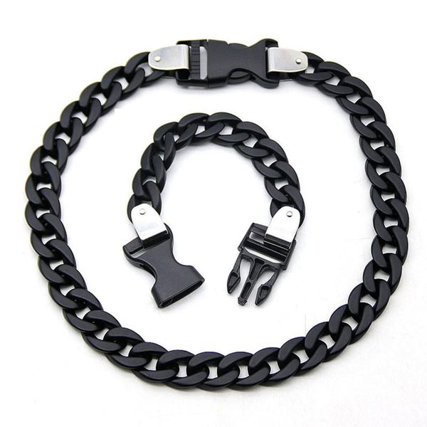 

Statement Cool Punk Acrylic Chain Metal Buckle Necklace For Men Women Transparent Frosted Chunky Chains Long Jewelry, Silver