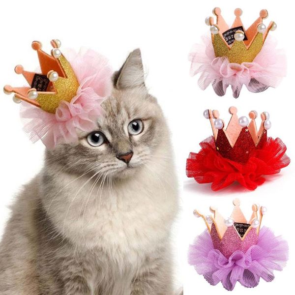 

cat costumes pet hair clip lace princess crown dog wedding birthday party pography decoration accessories for puppy