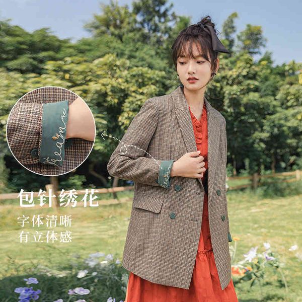 

blazers spring arrival small suit capable needle embroidered purple plaid women's coat rg25, White;black