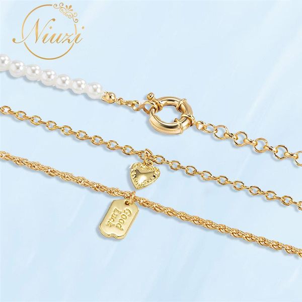 

chains goth women's gold color chain layered necklaces retro green beads butterfly love heart pendants female hip hop jewelry, Silver