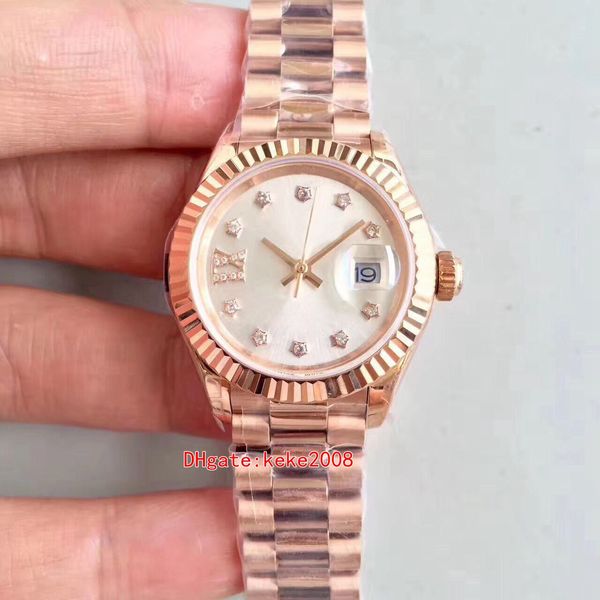 

wf factory watch pearlmaster eta 2617 movement 28mm 279178 279175 rose gold mechanical automatic ladies women's wristwatches luminescen, Slivery;brown