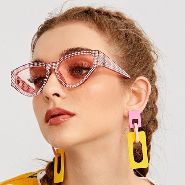 

small triangle cat eye sunglasses women diamond fashion vintage eyeglasses female 2021 stylish sun glasses uv400 goggles, White;black