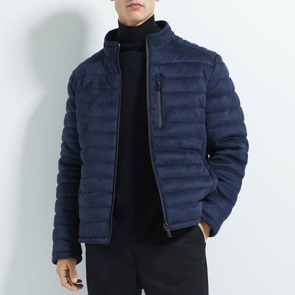 

men's jackets custom casual blue softshell down puffer suede jacket for men, Black;brown